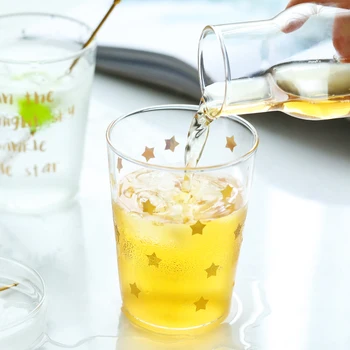 

High Capacity Glass Cup Nordic Transparent Student Home Juice Milk Glass Cup Heat Resistant Luxury Home Container Gift MM60BLB