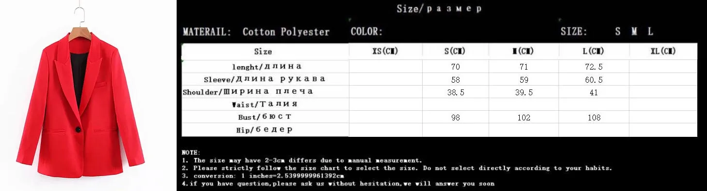 JXYSY, женский элегантный пиджак и куртки, с одной пуговицей, с карманами, с длинным рукавом, красный, женские повседневные пальто, Блейзер, feminino, шикарные топы