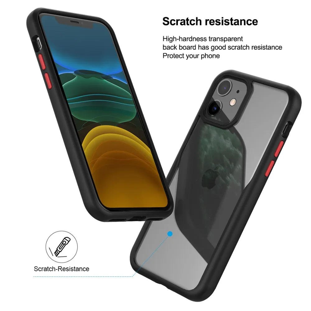 Ультратонкий Прозрачный чехол для iPhone 11 PC задняя панель TPU рамка устойчивый к царапинам чехол Защитный чехол для iPhone 11 6,1 дюймов