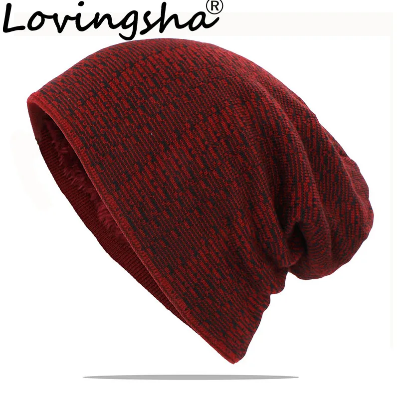 LOVINGSHA Women Men Winter Warm Hat For Adult Unisex Outdoor New Wool Knitted Beanies Skullies Casual Cotton Hats Cap HT143 skully with the brim