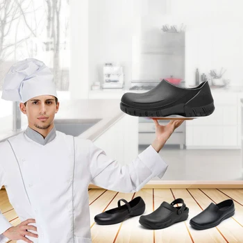 

Men Women Chef Shoes Anti-Skid Safety Shoes Slip On Protection Waterproof Kitchen Work Shoes Chef Cook Clogs Sandals Shoes