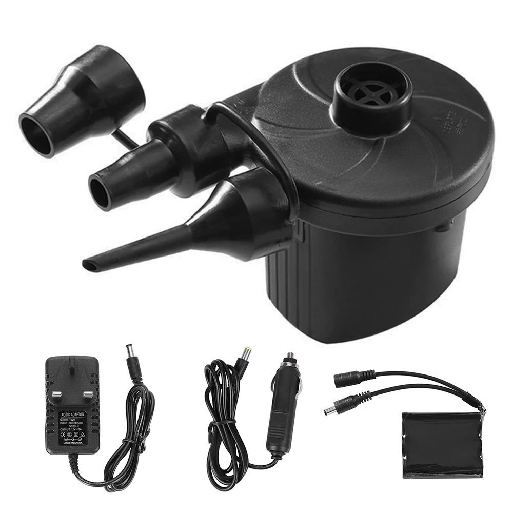 Electric Air Pump Portable Air Pump Multifunctional Air Mattress Pump with 3 Nozzles For Home Car Outdoors Use