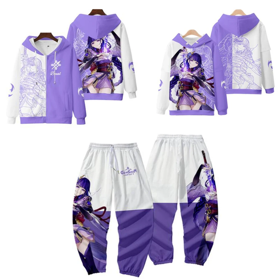 Anime Genshin Impact Raiden Shogun Baal Cosplay Costume 3d Print Hooded