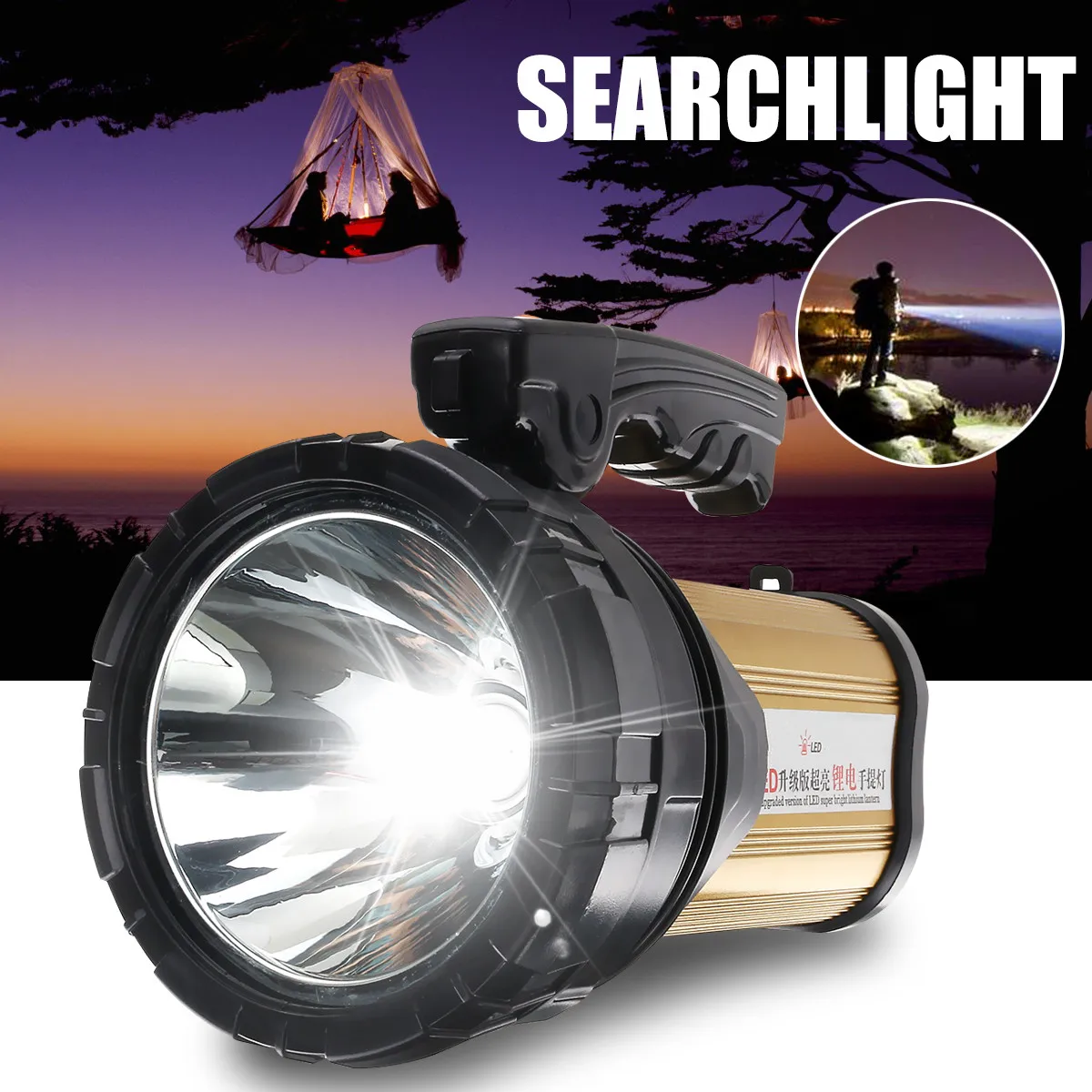 

120W LED Portable Spotlight Lantern Searchlight Rechargeable Handheld High Power Portable Light for Outdoor Camping