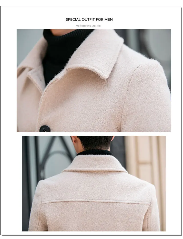 Зимняя новая короткая мужская шерстяная куртка тонкая модная однотонная повседневная шерстяная куртка Мужская Уличная теплая британская ветровка