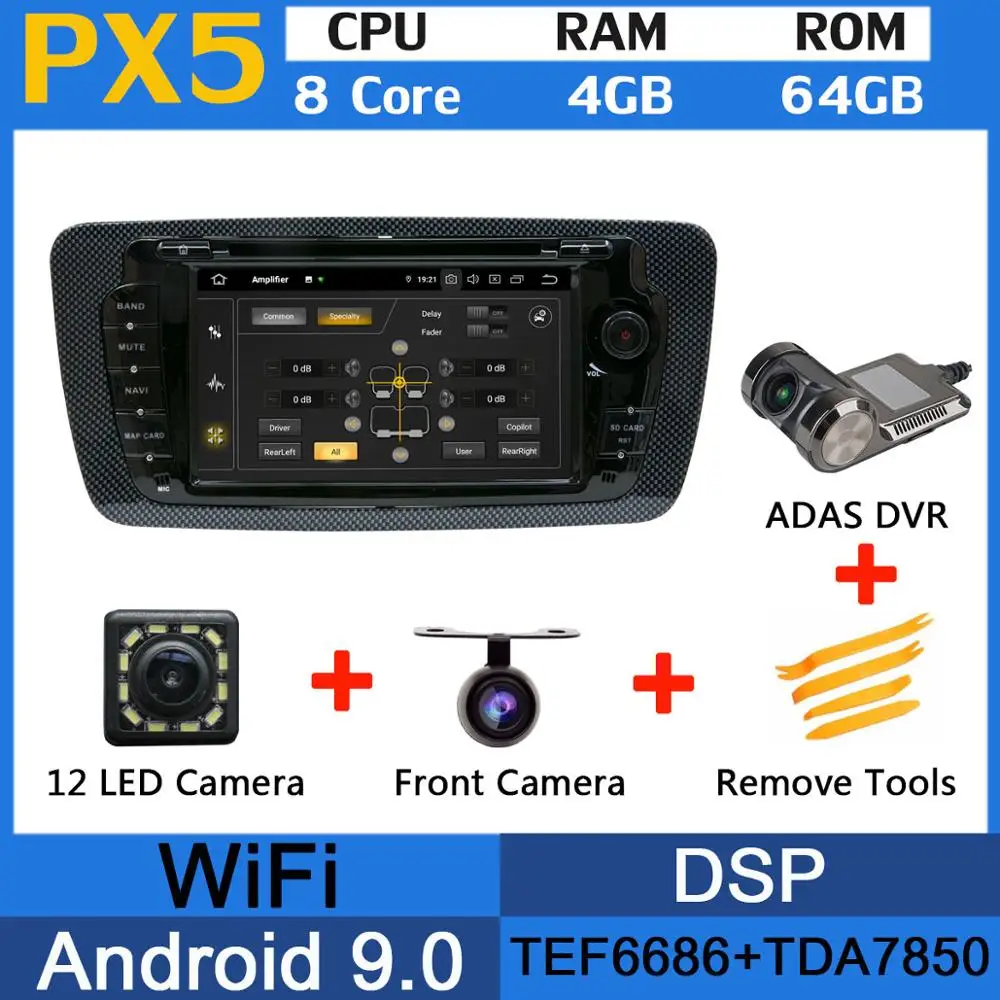 5 USB порт Android 9,0 PX6/Восьмиядерный автомобильный dvd-плеер для сиденья Ibiza 2009 2010 2011 2012 2013 Автомобильный Радио DSP gps Мультимедиа - Цвет: PX5-Adas