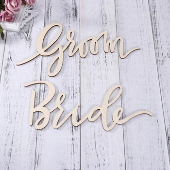 

2pcs Bride Groom Chair Sign Chair Decorations Signs for Bride and Groom Wedding Chairs Back Hanging