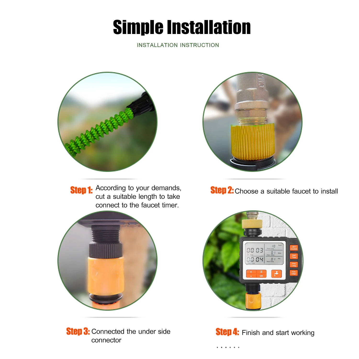 Digital Water Timer Programmable Outdoor Single Outlet Automatic On Off Water Faucet Hose Timer Irrigation System Controller