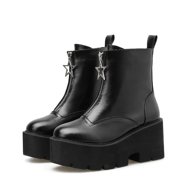 Женские ботинки на молнии спереди водонепроницаемые женские ковбойская обувь