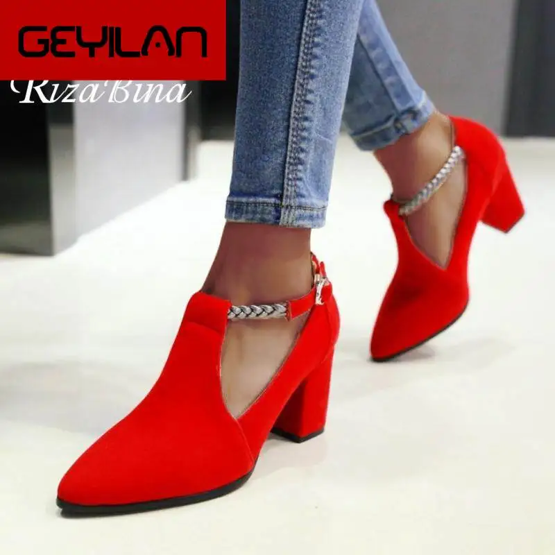 

Women High Heel Shoes Fashion Pointed Toe Women Pumps Spring Casual T-Strap Dance Party Bridals Footwear Size 31-43