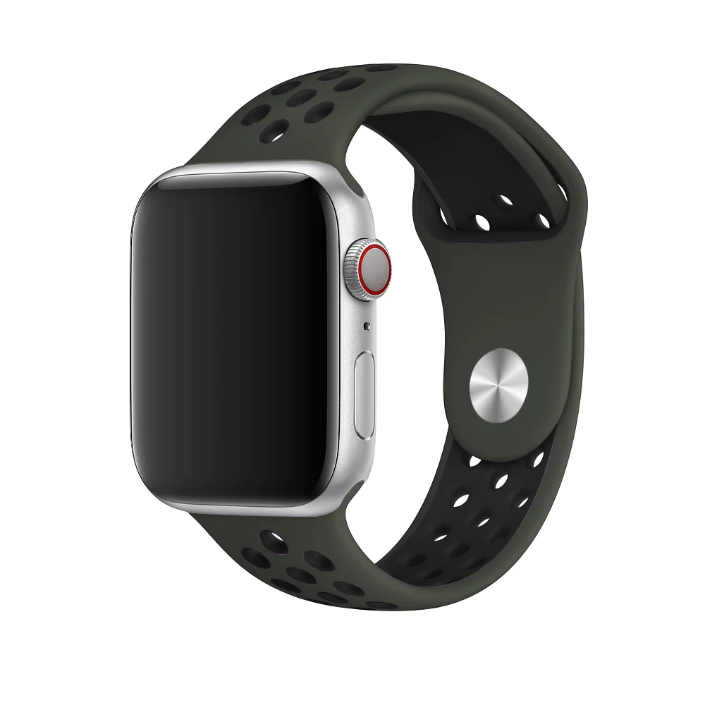 Cargo Khaki 26 Дышащий силиконовый спортивный ремешок для Apple Watch 5 4 3 2 1 42 мм 38 мм резиновый ремешок для Nike+ Iwatch 5 4 3 40 мм 44 мм - Цвет ремешка: Cargo Khaki 26