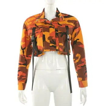 

Autumn new camouflage zipper bag buckle short coat