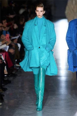 Prova Perfetto, женские зимние ботинки с узором «крокодиловая кожа», сексуальные ботфорты с острым носком, модная женская обувь, большой размер 43 - Цвет: Небесно-голубой