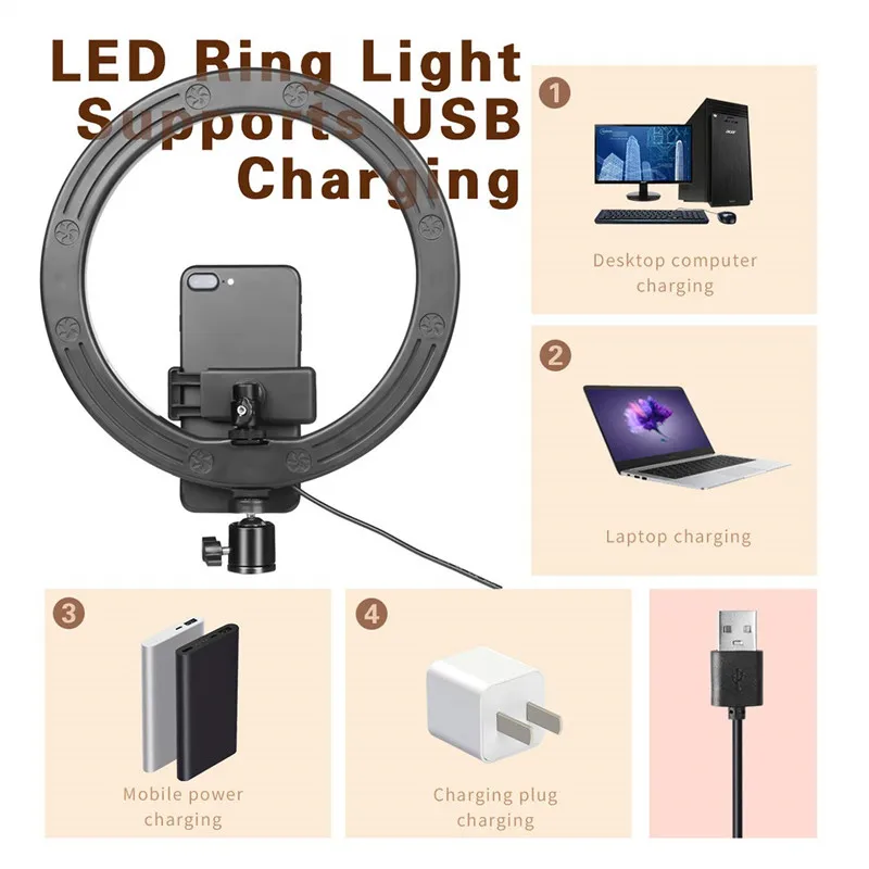 Goede 16 26 Cm Usb Led Light Ring Fotografie Flash Lamp Met 130 Cm Statief Stand Voor Make Youtube Vk Tik tok Video Dimbare Verlichting