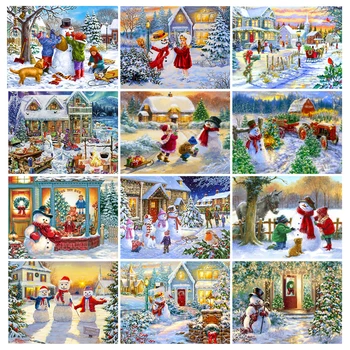 

YI Bright Diamond Painting Full Square/Round Drill 5D DIY "Christmas Snowman" Daimond Embroidery Rhinestone Cross Stitch Decor
