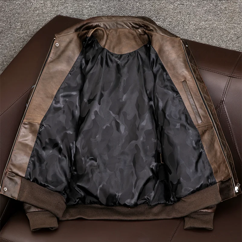 高品質のインド手作り牛革100% A2空軍飛行ジャケット メンズレザーウェア フライトレザーコート サイズ選択可h880 A-2コレクター・木下さんに訊く！ベストオブA2フライトジャケット7選