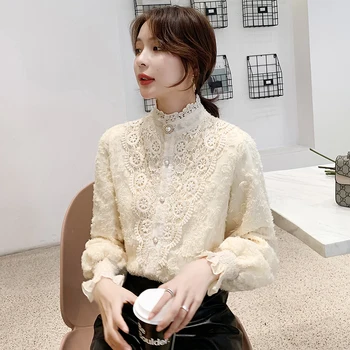 

OL Office Career Work Wear shirt Stand collar shirt Lace shirt women tops women blouses shirt women shirts blusas femininas