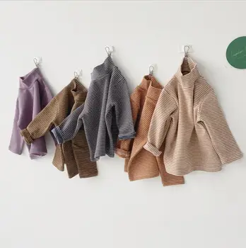 

2019 New Girls Boys Striped T-Shirt Thicken Autumn Winter Cotton Fashion Kids Top 0-4t PP16