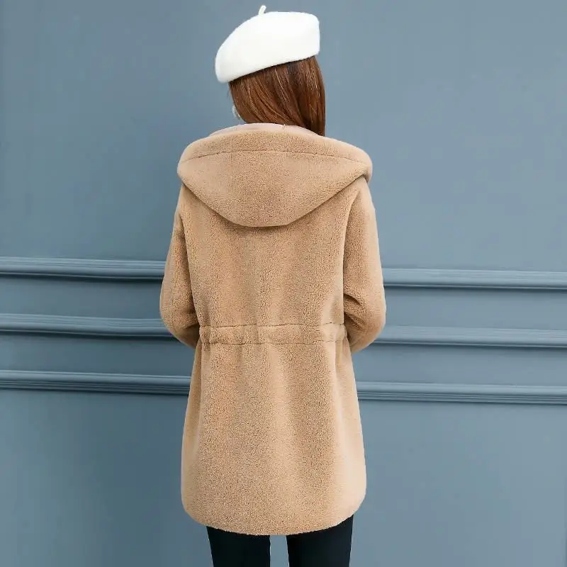 Женское зимнее пальто из натурального меха, одежда из натуральной овечьей шерсти, пальто с поясом, Женская замшевая куртка с подкладкой, Abrigos Mujer K304