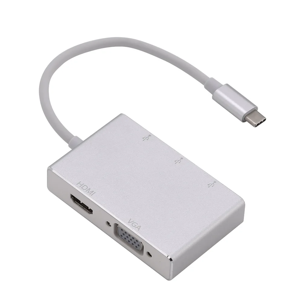 Многофункциональный 5 в 1 USB3.1 type-C концентратор для VGA HDMI USB3.0 адаптер видео конвертер абсолютно и высококачественный