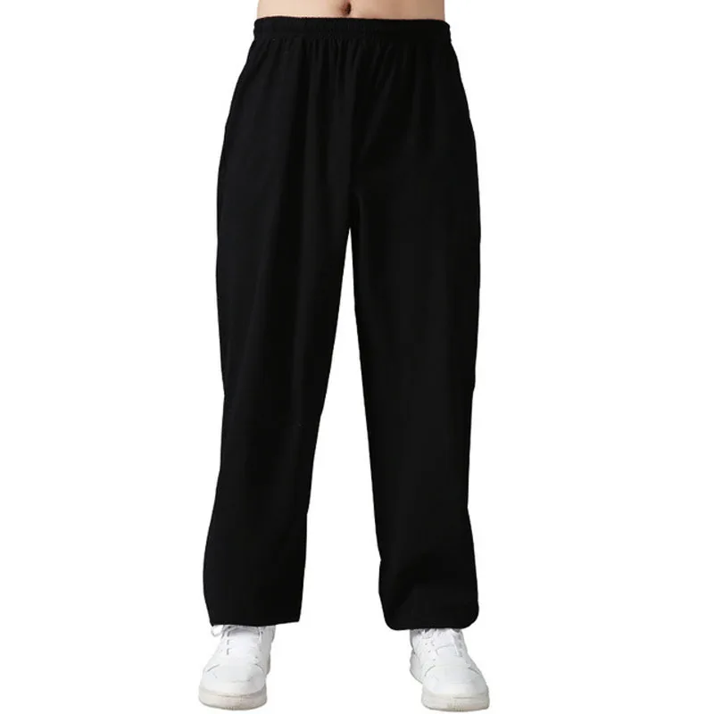 Men Women Loose Cotton Linen Breathable Harem Lantern Pants Kung Fu Wushu Tai Chi Martial Arts Pants Summer Exercise Yoga Pants