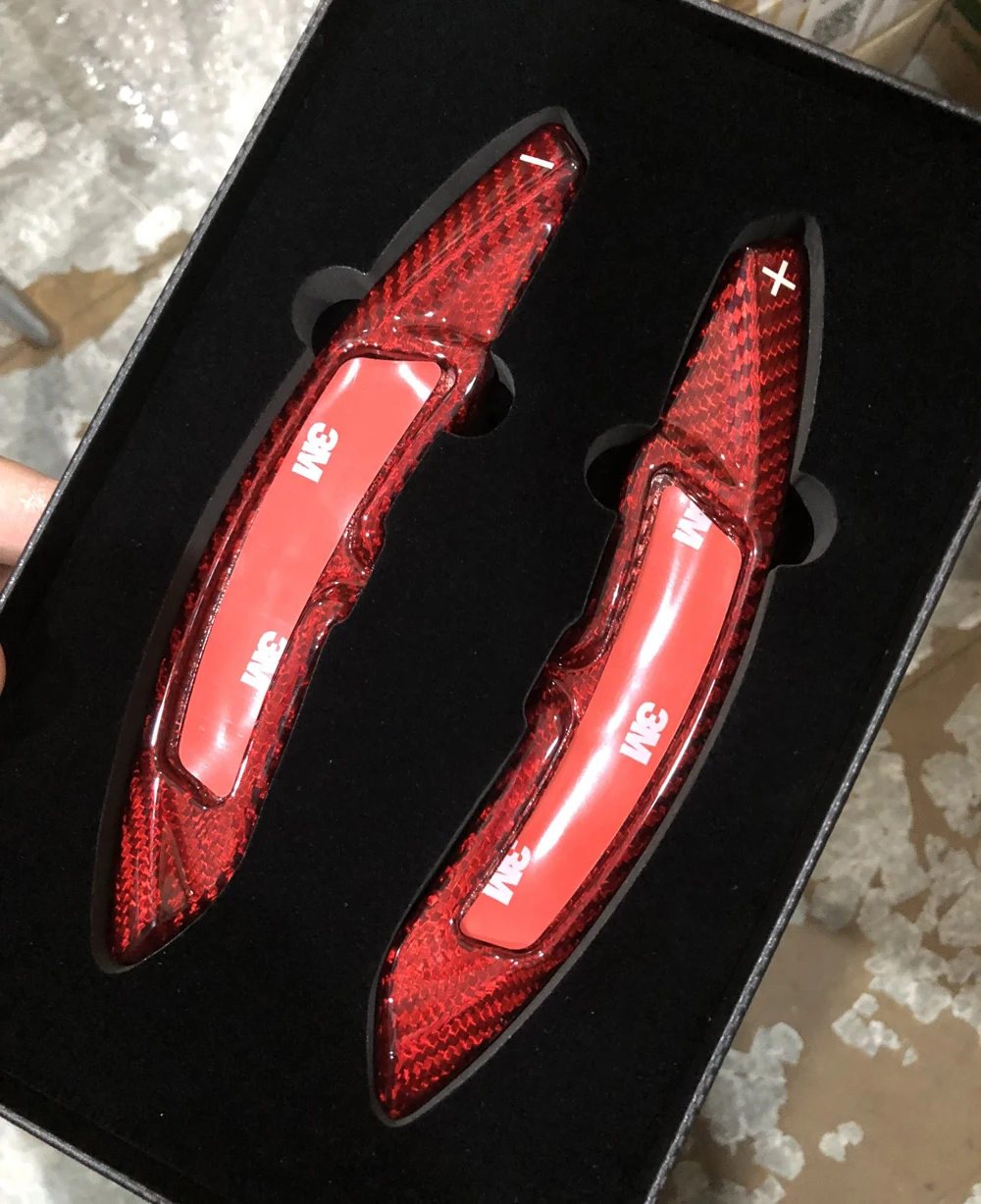 Carbon Fiber Red Автомобильный Стайлинг, рулевое колесо из углеродного волокна, весло для рычага переключения скоростей, удлинение для Porsche 718, Cayman, Panamera, GTS, 4S, 2,9 T, эластичная попа - Название цвета: Carbon Fiber Red