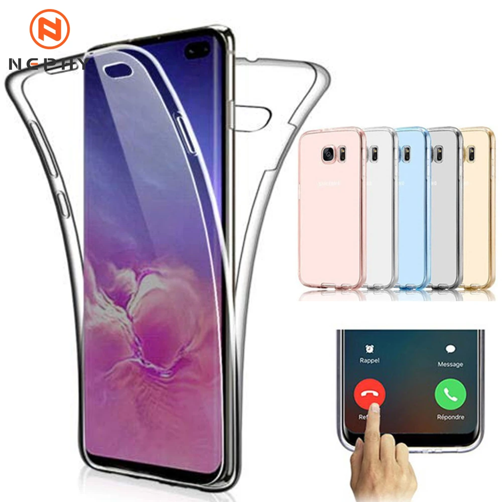 360 Полный прозрачный чехол для Samsung Galaxy S6 S7 Edge S8 S9 S10 S20 Plus Ultra Note 8 9 10 20 Pro Мягкий
