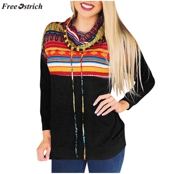 

FREE OSTRICH Women's autumn and winter Europe and the United States print capless sweatshirt fashion personality print stitching