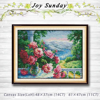 

Vase with distant mountain painting dmc 14CT 11CT counted cross stitch kits embroidery set Needlework Set chinese cross stitch