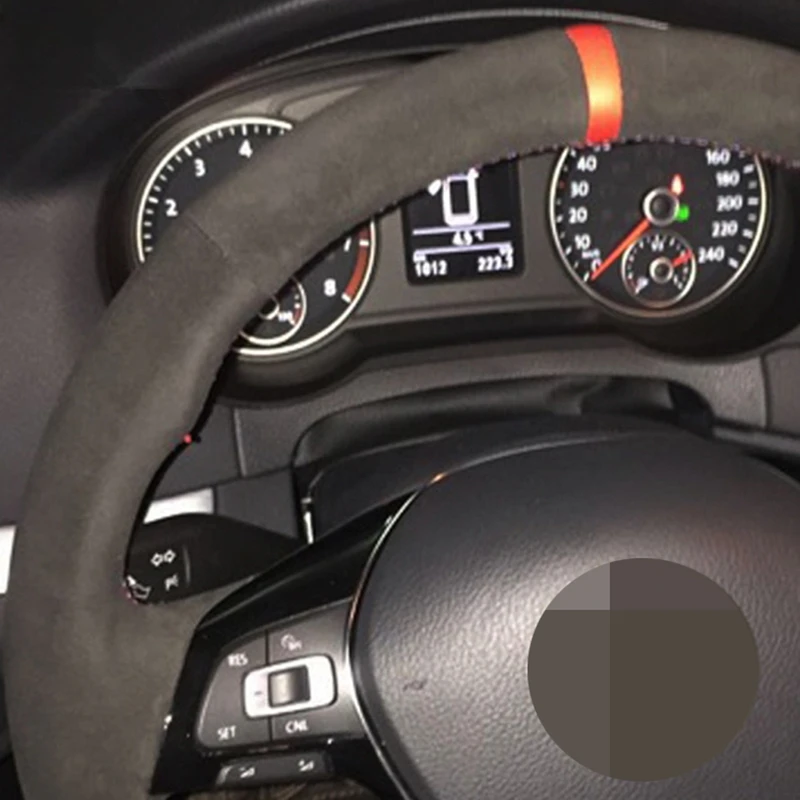 DIY черный замшевый чехол рулевого колеса автомобиля для Volkswagen VW Golf 7 Mk7 Sharan Polo Jetta Passat B8 Tiguan