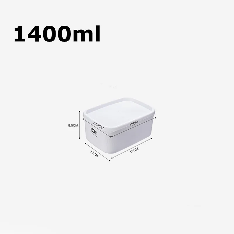 1400ml Rectangle СВЧ Ланч-бокс Bento герметичный белый прозрачный пластиковый Детский Взрослый ланчбокс для путешествий фрукты суши контейнер для еды офисная работа - Цвет: 1400ml Rectangle