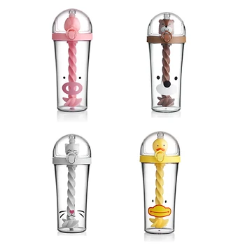 

Creative Straw Water Bottle Cute Animal Drinking Cup Portable Large Capacity for Student Adult Kids Mixing Cups