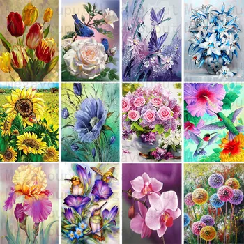 

5d Diy Diamond Painting Full Mosaic Pattern Art Fresh Flowers Embroidery Home Decoration Diamond Painting Cross Stitch 30x40