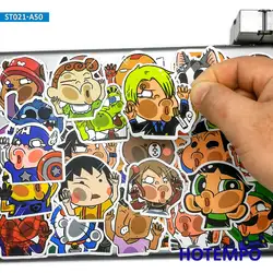Lot de 50 autocollants de personnages de dessins animés en verre, mélange de personnages, pour enfants, téléphone, ordinateur portable, bagages, Skateboard 