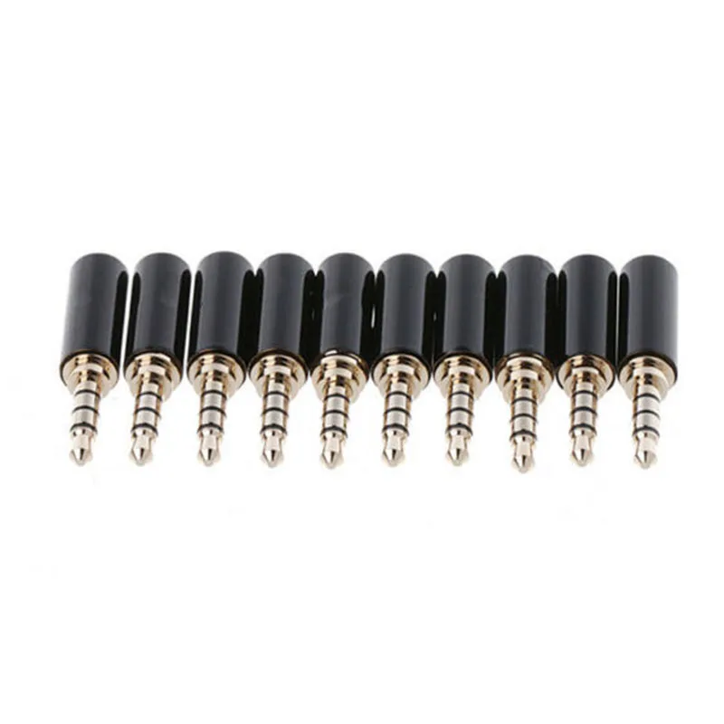10pcs Copper Gold Plated Male Stereo Audio Jack Plug Solder Connector Replace