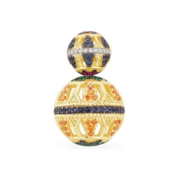 

S925 pure silver high-end micro inlay colorful hollow Size Ball Earrings ins