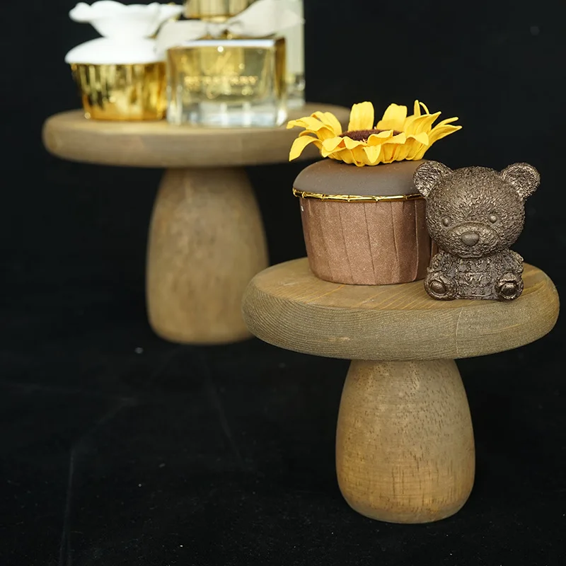 

Small Mushroom Cake Dish Wedding Dessert Table Tray Wood Cake Stand Retro Wood Plate Photographic Prop