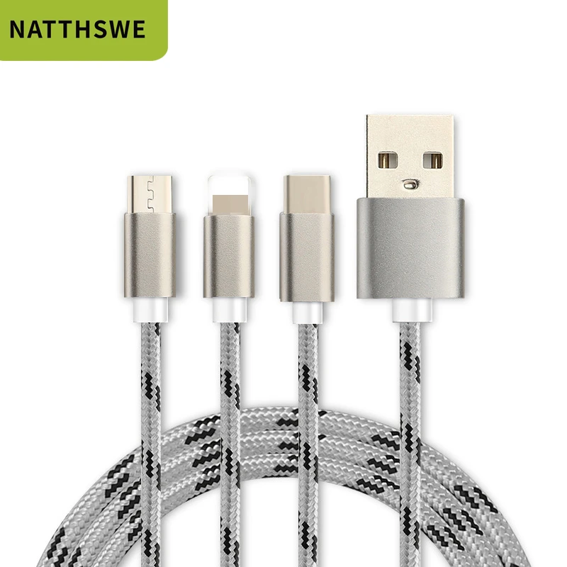 Кабель зарядного устройства NATTHSWE для iPhone XS MAX X 8 7, кабель Micro usb type C для samsung Galaxy S9 S8, кабель для быстрой зарядки, Кабель зарядного устройства