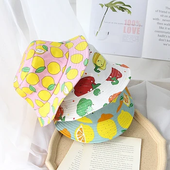 

Baby Bucket Hat Print Lemon Cute Kids Summer Sun Visor Caps For Baby Girl Boy Infant Outdoor Beach Hats bonnet enfant