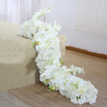 

1M Orchid Hydrangea Strip Table Flower Banquet Artificial Flower Runner Party Event Wedding Decoration Flower Row Photo Props