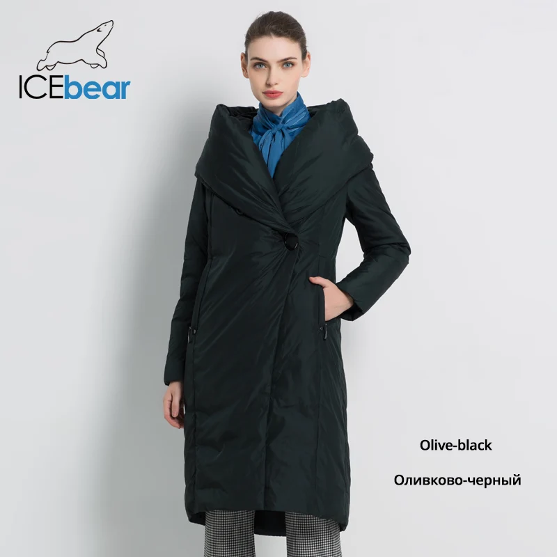 ICEbear Новая зимняя женская куртка Модные женские хлопчатобумажные пальто Высококачественная парка Пальто с капюшоном Зимняя женская одежда Повседневная женская куртка Фирменная одежда GWD18217I - Цвет: G836