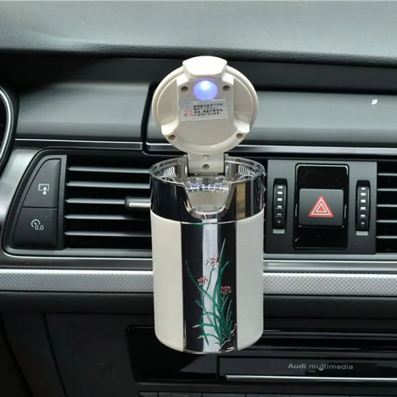 Портативная автомобильная пепельница со светодиодной подсветкой, автомобильный держатель для сигарет и дыма, пепельница из углеродного волокна B36B