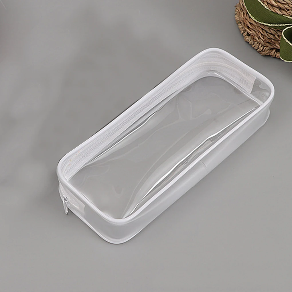 PVC Pen Bag Pencil Clear Case Cosmetic Bag Large Capacity Bag With Zipper Stationery Cosmetic Storage Convenient Student Pen Bag