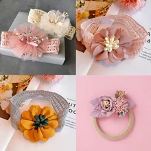 

Infant Child Hair Bands Crown Headdress for Newborn Baby Girl Princess Flowers Elastic Headbands Turban for Children Accessories