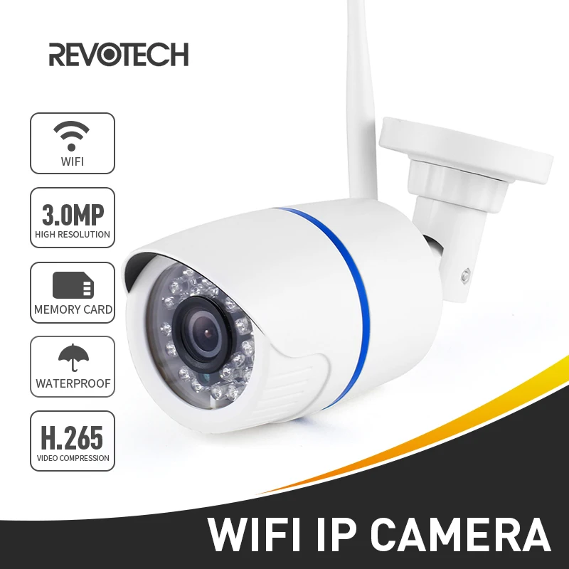 H.265 WIFI 3MP / 1080P Outdoor IP Camera 24LED Night Vision Waterproof Security Bullet CCTV Camera w/ SD Card Slot(Seetong