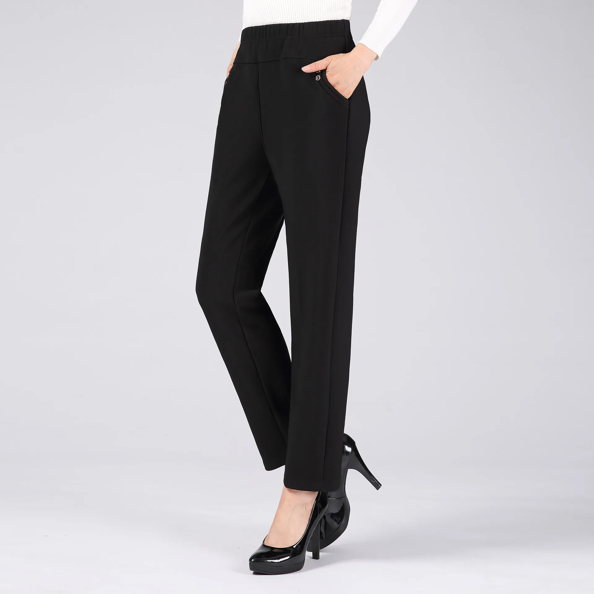 Middle-aged WOMEN'S Apparels plus Velvet Mom Pants Elderly People Trousers Middle-aged WOMEN'S Pants Elderly People WOMEN'S Dres