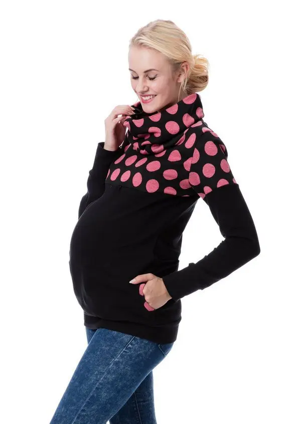 Топ для кормления с принтом; футболка большого размера; топы для беременных женщин; свитер с длинными рукавами; одежда для грудного вскармливания - Цвет: red