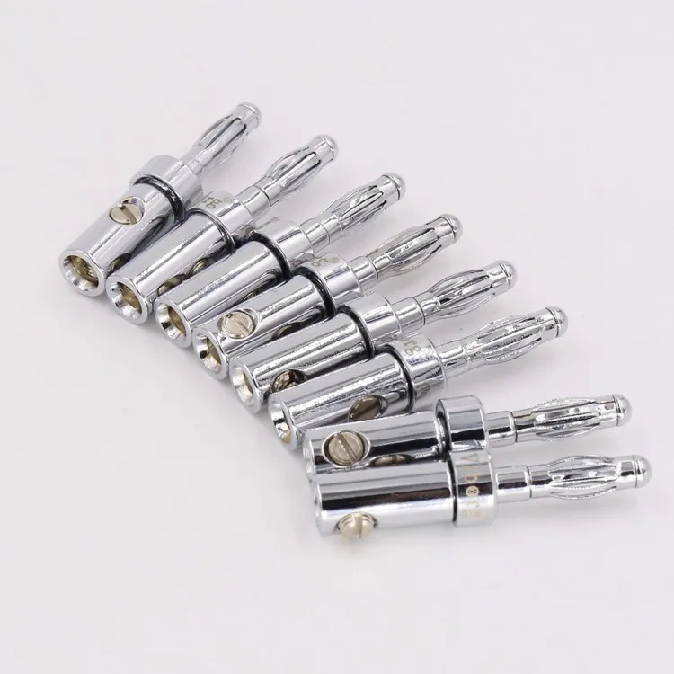 

4pcs Hi End Rhodium plated spring Banana plug for DIY speaker cable without logo