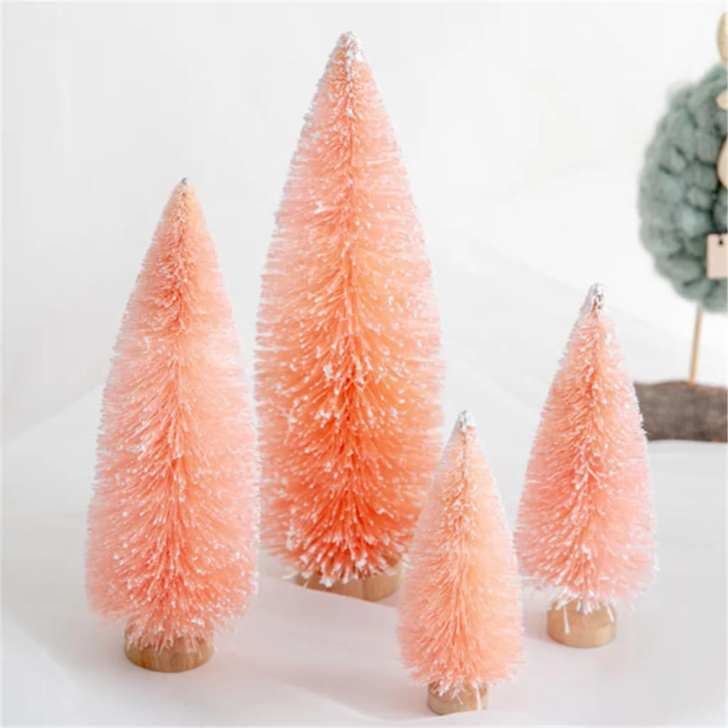 

Mini Christmas Tree Small DIY Christmas Tree Fake Pine Tree Mini Sisal Bottle Brush Christmas Tree Santa Snow Frost Village T3