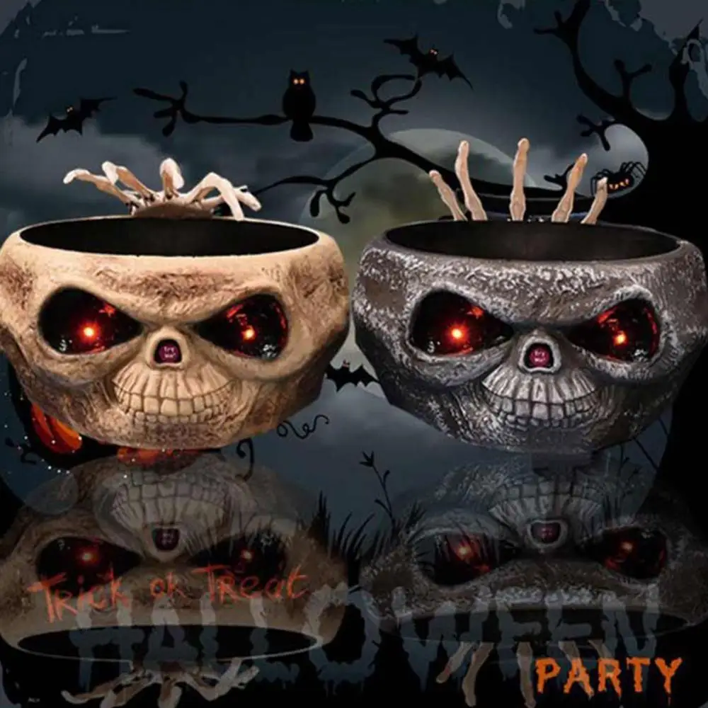 

Halloween Skeleton Fruit Dish Ghost Decoration Party Organizer with Jumping Skull Hand Horror Props Theme Decor Supplies